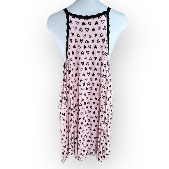 Hanky Panky Pink Black Chemise Nightgown Hearts Bow 1X New WITHOUT Tags - Picture 3 of 5